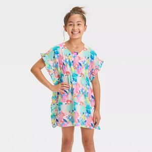 Cat & Jack NWT Girls' Floral Printed Cover Up Dress Size L (10/12)